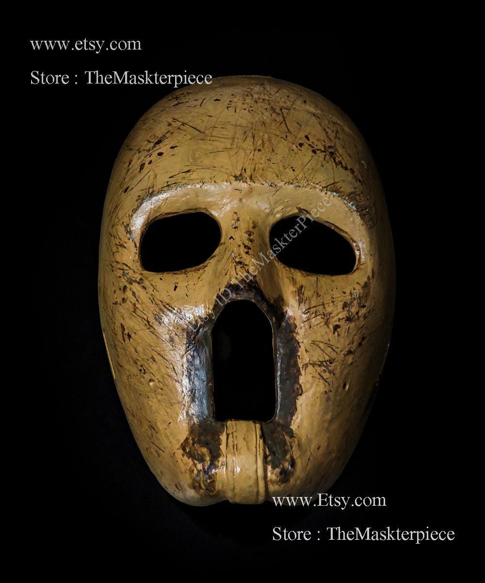 Jacques Plante Ice Hockey Mask Goalie Helmet 1:1 Scale Home Decor