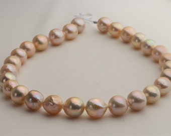 BMCP211 Big Natural Golden Peach Freshwater Cultured Pearl Strand