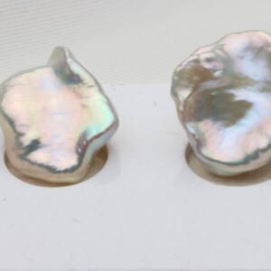 Natural Metallic White Baroque Pearls For Earrings Design,Large Keshi Pearl Pair,AH01