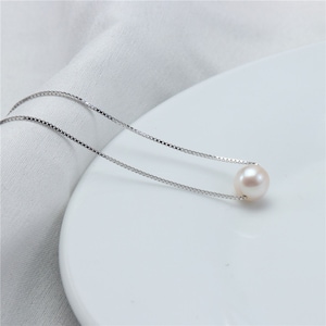 Floating Pearl Pendant Necklace, Single Pearl Pendant,Natural White Freshwater Pearl Pendant Design,100% Real Cultured Round pearl Pendant