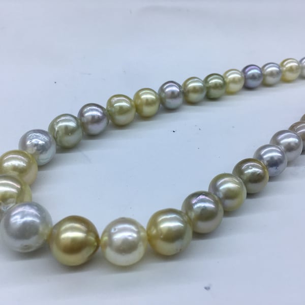 12-15.5mm Super Large Mixed Gold and Silver South Sea Pearl Strand, EHCS001