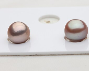 Natural Near Round Pearl Pair With Metallic Color,Natural Edison Pearls With Metallic Color,FGU017
