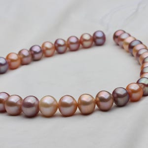 Natural Mixed Color Lake Pearl Strand with Metallic Overtone|Natural Multi-color Pearl String|11-13.5mm|Gift for her,HED224
