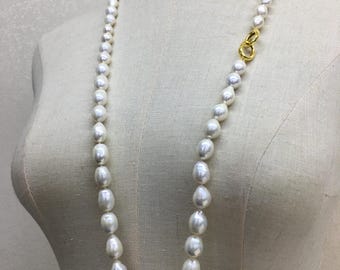 34インチ ミラー光沢ロングパールロープ|9.4-10.6 mm ロングパール