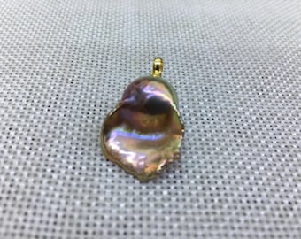 Large Natural Metallic Rainbow Color Fireball Pearl Pendant|Flameball Pearl Pendant|Large Baroque Pearl Pendant,KPD001