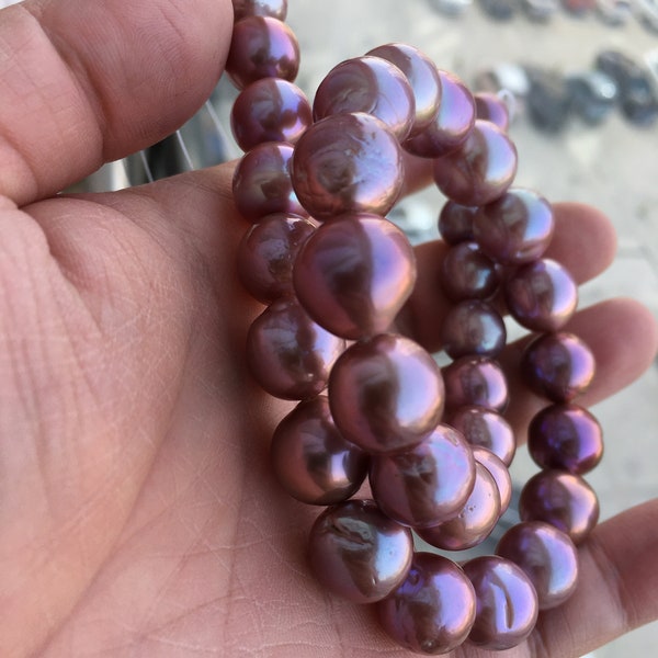 Large Vibrant Purple/Lavender Drop Baroque Pearl Strand|11-13.9mm|Freshwater Pearls|Nucleated Pearls|River Pearls, HPP005