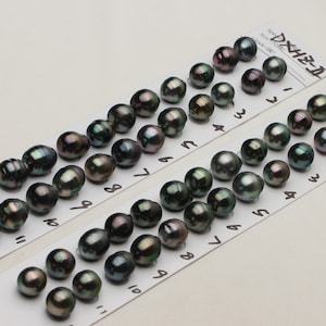 9-11 mm 天然ピーコック ブラック タヒチ真珠ペア、バロック海水真珠ペア、サークル タヒチ真珠、DXHZ