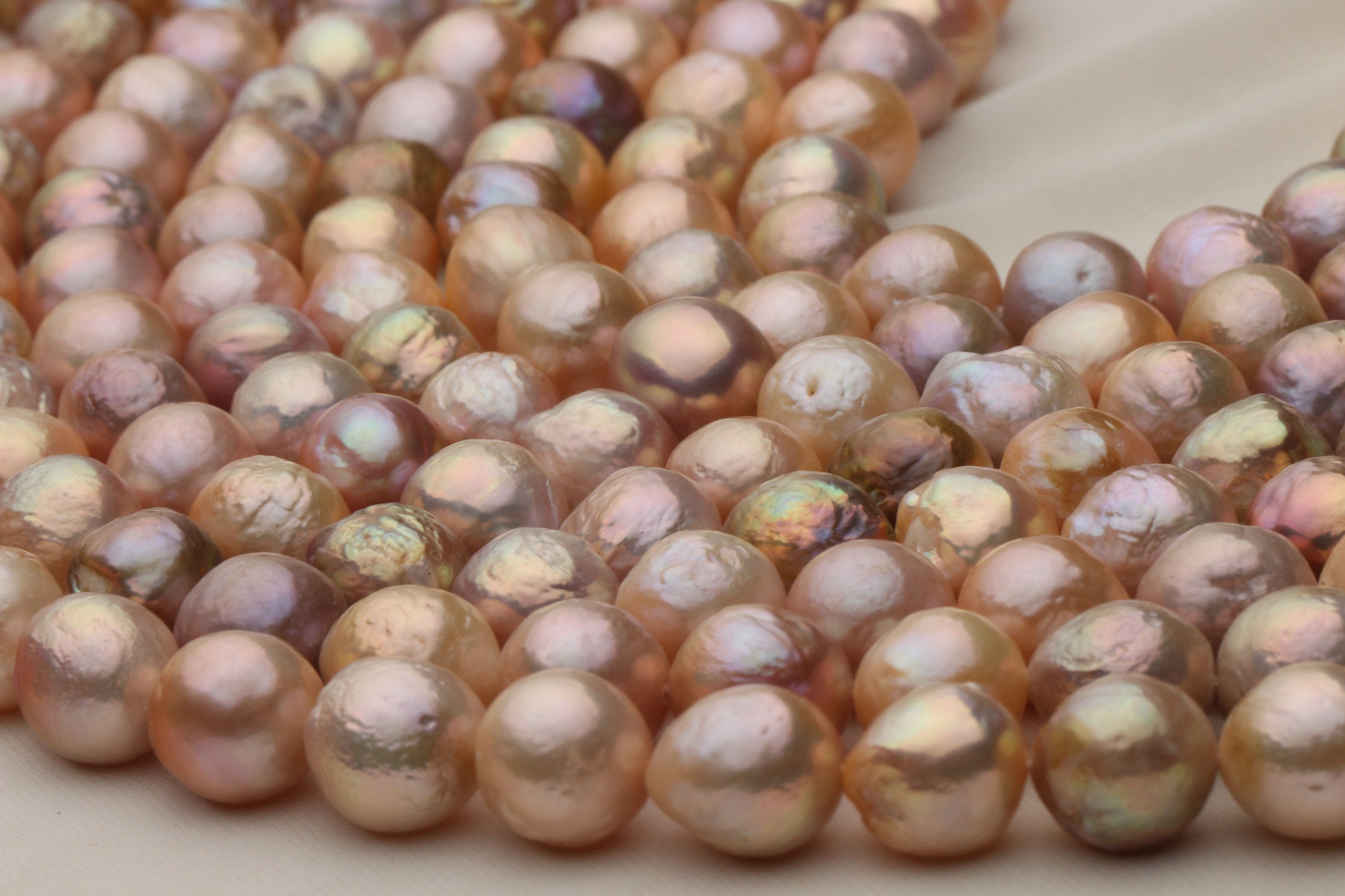 Natural Metallic Multi-color Ripple Pearl Strand, Natural Mixed Color ...