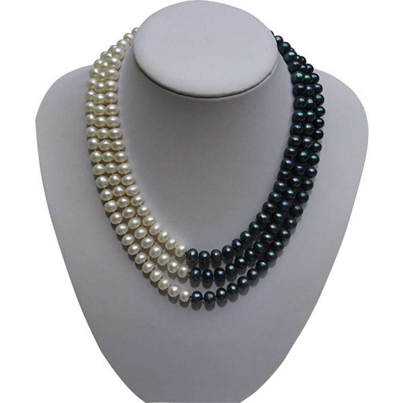Three strand pearl necklace,Latest Design of Pearl Necklace,multi-strand freshater pearl necklaces,3 strand Button Freshwater Pearl Necklace
