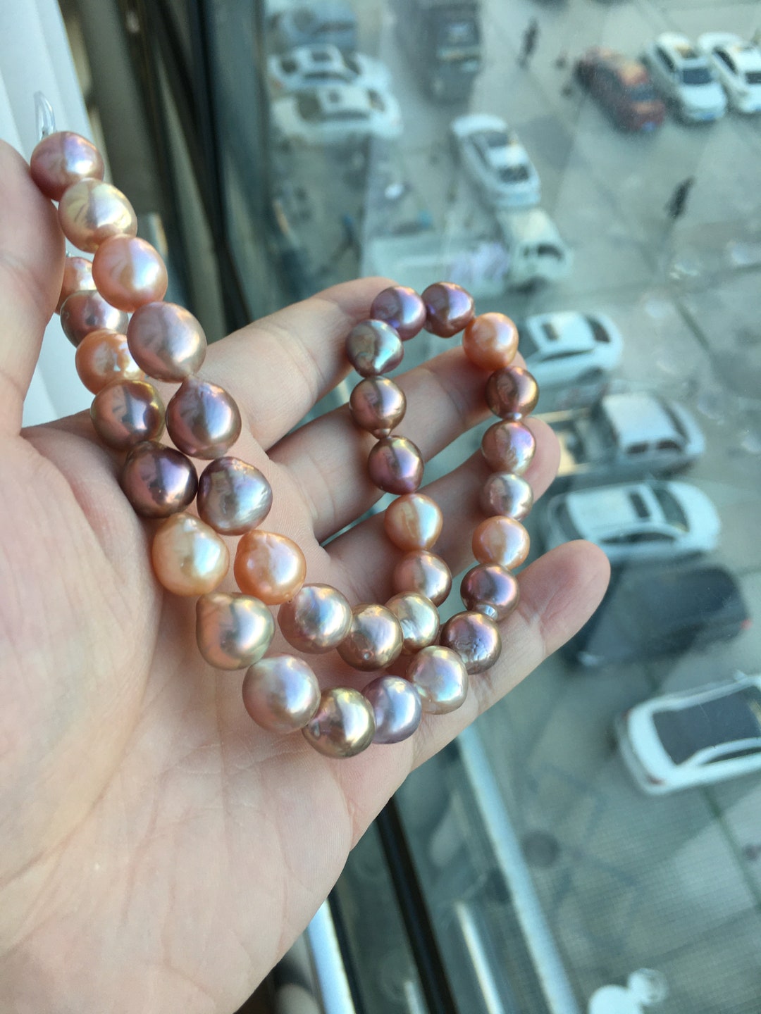 10-11.5mm Large Natural Rainbow Color Baroque Freshwater Nuclear Pearl ...