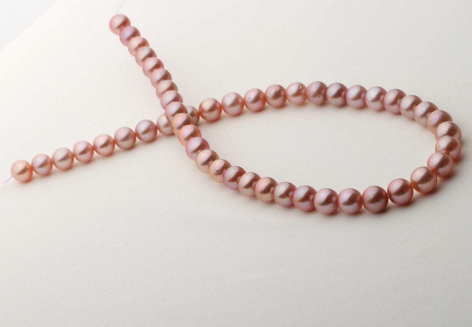 Natural Bronze Pink Freshwater Cultured Nuclear Pearl Necklace