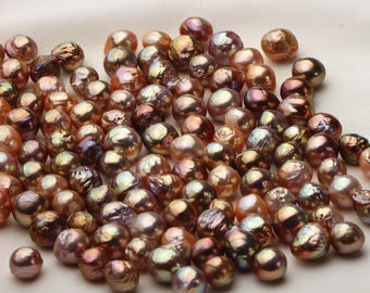 15St 9-12 mm Metallic Regenbogen Farbe Welligkeit Perlen, faltig Edison Perle, unebenen nuklearen Pearl Candy Farbe Nukleiert Pearl kein Loch