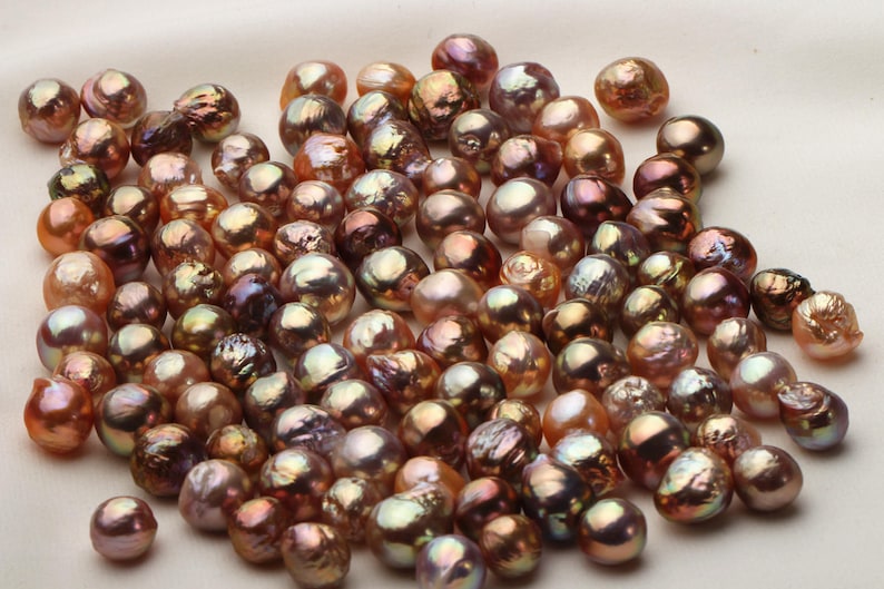 15pcs 9-12 Mm Metallic Rainbow Color Ripple Pearls Wrinkled | Etsy