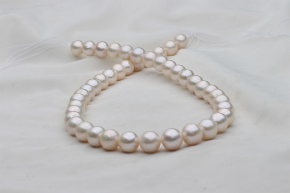 8.4-10.5mm Natural Ivory White Freshwater Nucleated Pearl Strand|Cream White River Pearl Strand for Necklace Design|Gift for her,HED220