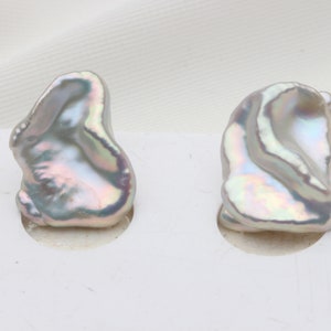 Metallic White Keshi Pearl Pair,Natural Baroque Pear Pair,AH03