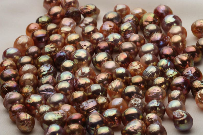 15pcs 9-12 Mm Metallic Rainbow Color Ripple Pearls Wrinkled - Etsy