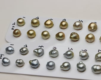 Natural Silver and Golden Baroque South Sea Pearl Pair,Irregular pearls