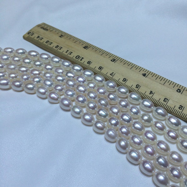 7-8mm Natural White Pearl Drop Strand, DIY Pearl Strands Material, AAAA Top rated Seed Pearl Strands, Bridal Pearl Necklace, Wedding Jewelry