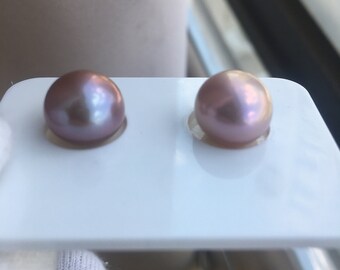 Viola metallizzato naturale e colore rosa Edison Pearl Pair, perle Edison naturali con colore metallico, HXSO01