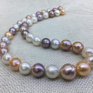 Natural Multi-color Lake Nucleated Pearl Strand|9-11.5mm Natural Baroque Pearl Bead String for Necklace Design,NKS003