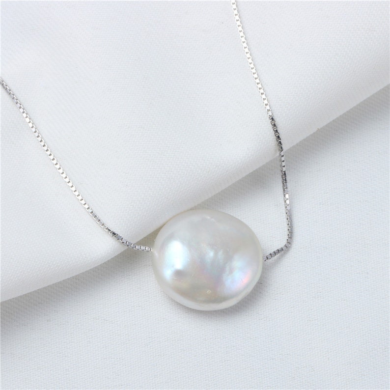 1215mm Large Coin Pearl Pendant Floating Coin Pearl Pendant Etsy