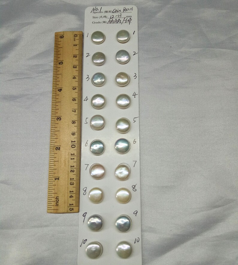 Ningún agujero 10 PC 14-15mm moneda de grado 5A natural Botón Agua Dulce Perlas Blanco