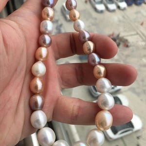 Natural Mixed Color Drop Baroque Nucleated Pearl Strand|9-11.5mm Natural Lake Pearl Bead String for Necklace Design,NKS002