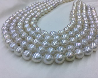 Natural White Edison Pearl Strand with Metallic Hue