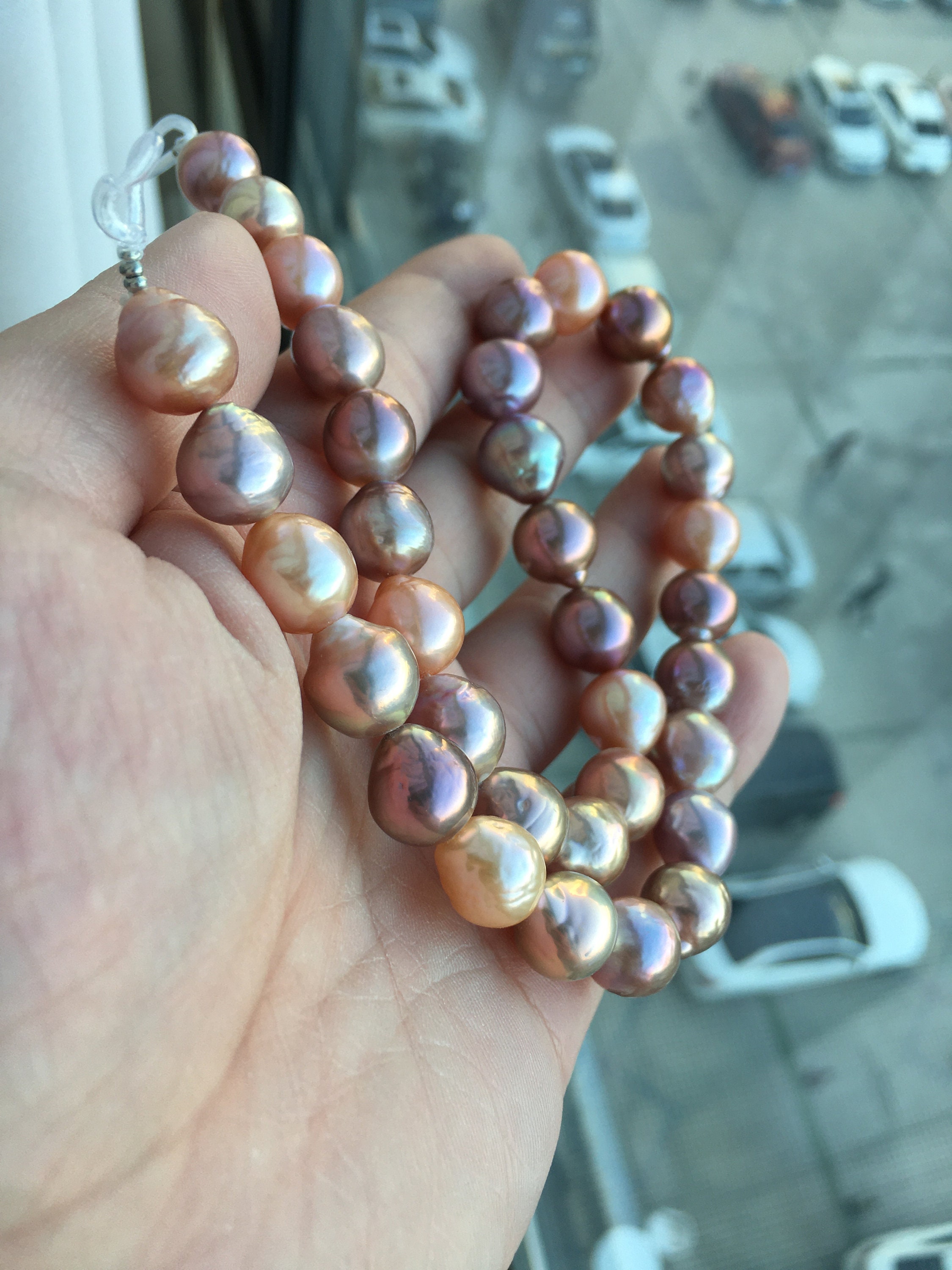 10-11.5mm Large Natural Rainbow Color Baroque Freshwater Nuclear Pearl ...