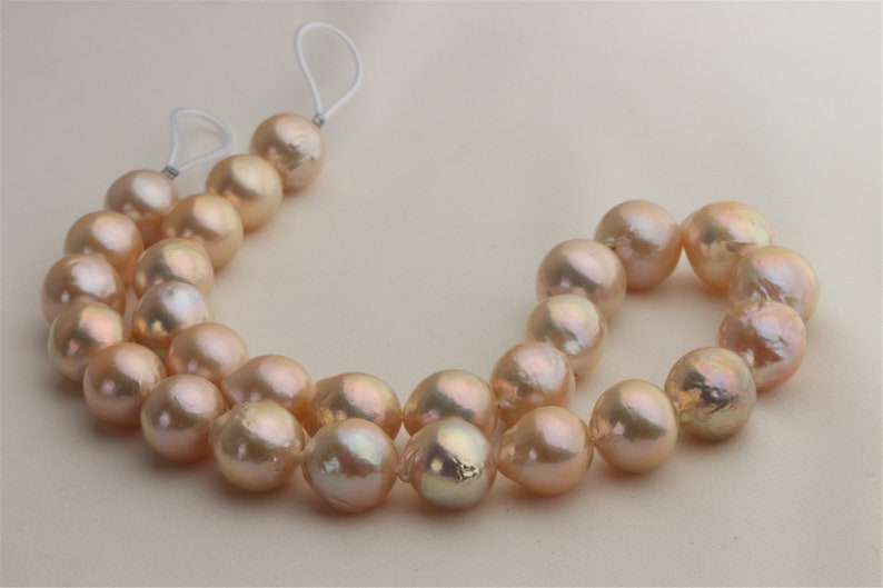 BMCP211 Big Natural Golden Peach Freshwater Cultured Pearl Strand
