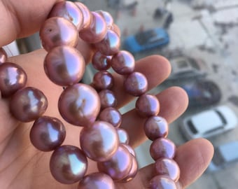 11-14,5 mm stor naturlig lila/lavendelfärgad barock sötvattenspärlsträng | Kärnpärlor | Kärnpärlor | Flodpärlor, ESL214