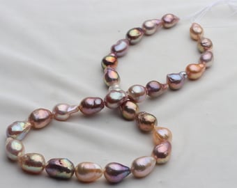 Natural Metallic Rainbow Kasumi Like Ripple Pearl Necklace String, ATG024