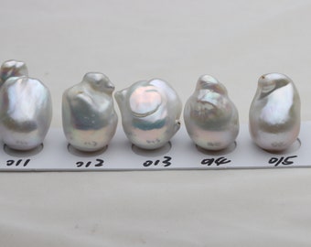 Large Natural White Baroque Freshwater Pearl, Natural Metallic White Fireball/Flameball Pearl for Jewelry Design