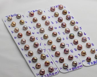 Amazing Metallic Color Edison Pearl Pair, Natural Color Ripple Pearl Pair