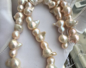 Perle Baroque Eau Douce – Ton Rose Naturelle, Taille 9,6x13 Mm, Création Unique !