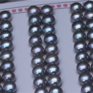 Gris perla agua dulce pares de botón, 100% Real chino agua dulce cultivadas perlas precios por mayor
