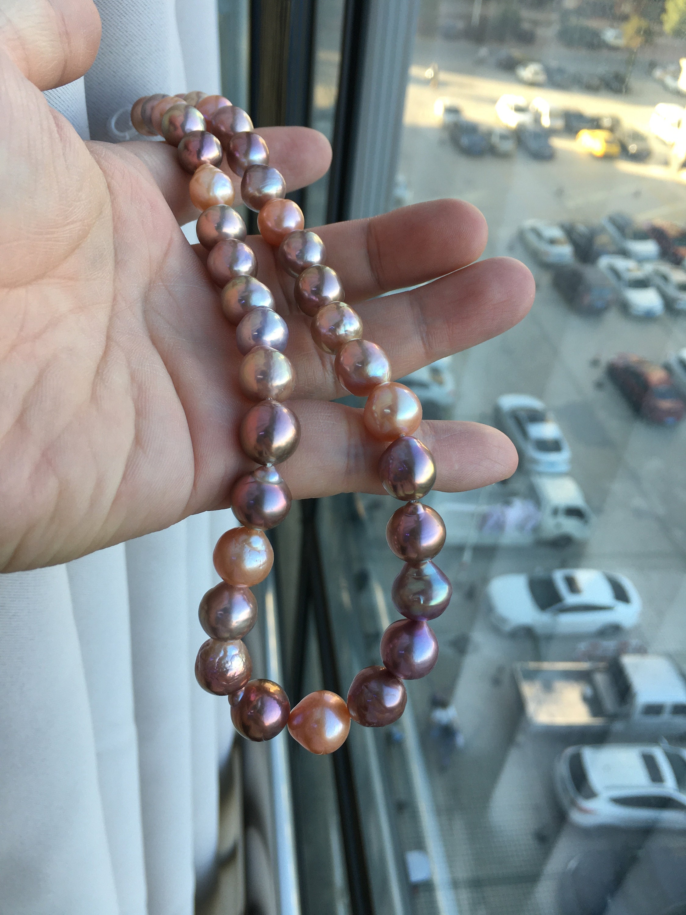 10-11.5mm Large Natural Rainbow Color Baroque Freshwater Nuclear Pearl ...