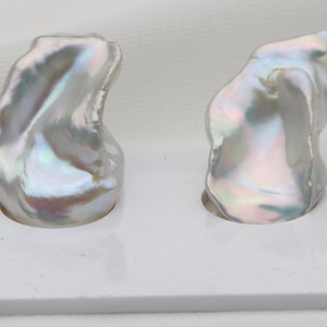Great Metallic White Baroque Pearls For Earrings Design,Natural Irregular Keshi Pearl Pair,AH02