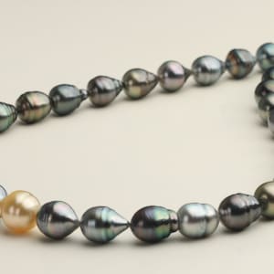 9-11.5mm Natural Circle Tahitian and South Sea Pearl Strand, Semi-baroque Mixed Color Seawater Pearl Bead String, TPS507