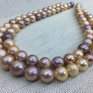 CLEARANCE!2 Strands Natural Mixed Color Freshwater Nucleated Pearl Strand,CLE222