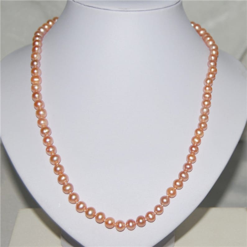 7mm Near Round Freshwater Pearl Necklace Wholesale Chinese Etsy