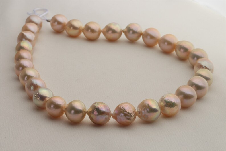 BMCP211 Big Natural Golden Peach Freshwater Cultured Pearl Strand