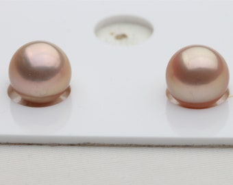 Natural Near Round Edison Pearl Pair With Purple Color,Metallic pearls,FGU008