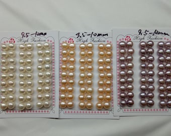 9.5-10mm AAAA Button Freshwater Pearl Pairs, Jewelry Making (10 Pairs)