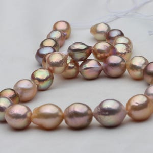 Natural Metallic Multi-color Kasumi Like Ripple Pearl Strand, Natural Metallic Mixed Color Freshwater Baroque Pearl Strand,KSE004