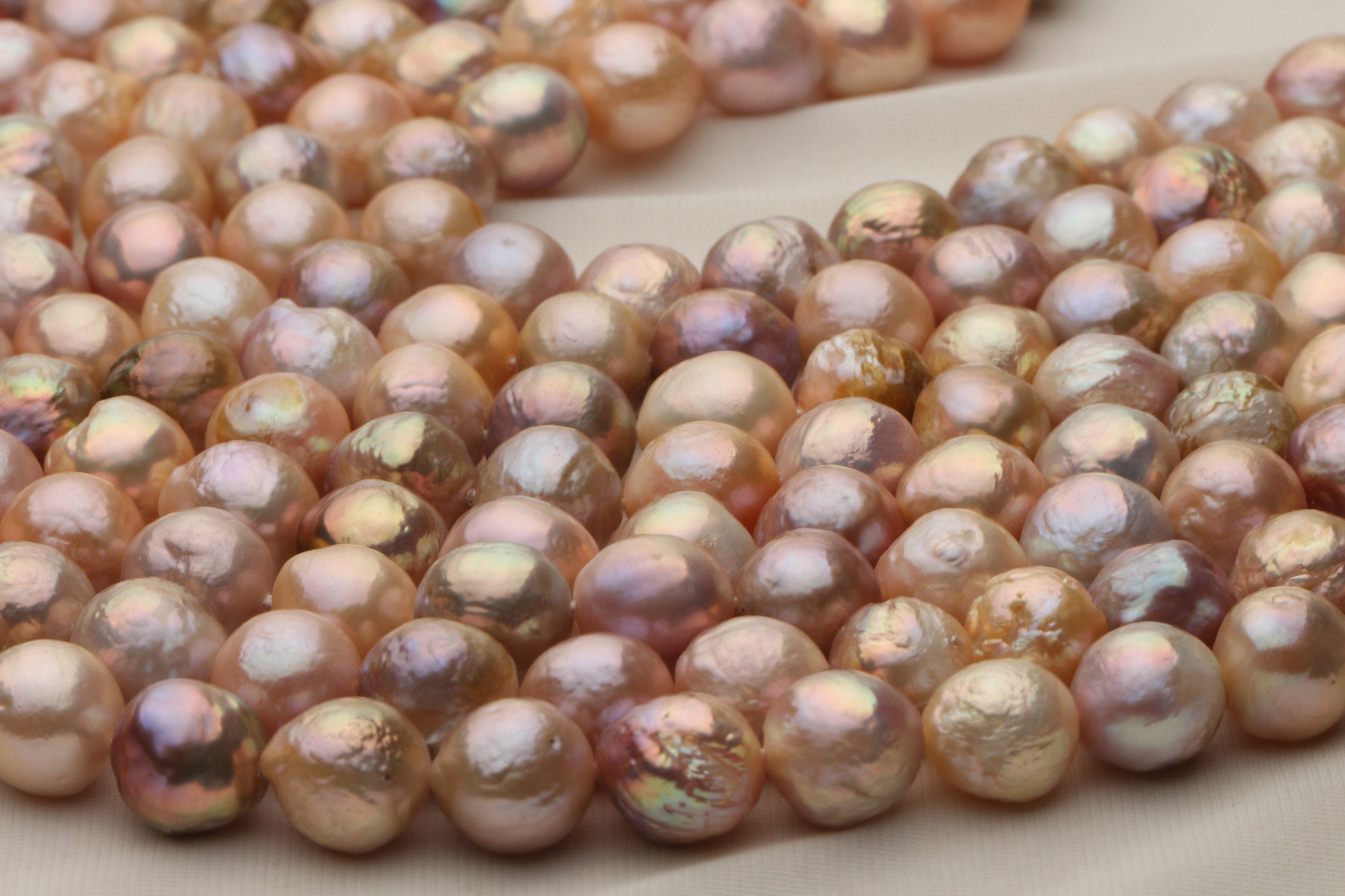Natural Metallic Multi-color Ripple Pearl Strand, Natural Mixed Color ...