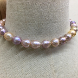 CLEARANCE!10.5-12mm Natural Mixed Color Lake Pearl Strand|River Pearl Bead String with Multi-color tone|Ripple Pearls, CLE019