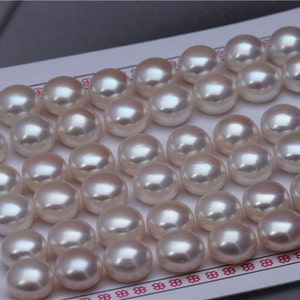 Perlas de botón de agua dulce 100 % auténticas, venta al por mayor, pares de perlas de botón para pendientes, material para hacer joyas de perlas/perlas perforadas a la mitad de 0,8 mm