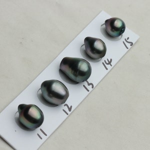 10-12mm Natural Peacock color Tahitian Pearl with Teardrop Baroque Shaped, Large Drop Rainbow Black Tahitian Pearl No Hole, South Sea Pearl