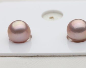 10-11mm Natural Nucleated Pearl Pair,Natural Edison Pearls With Metallic Purple Color,FGU023